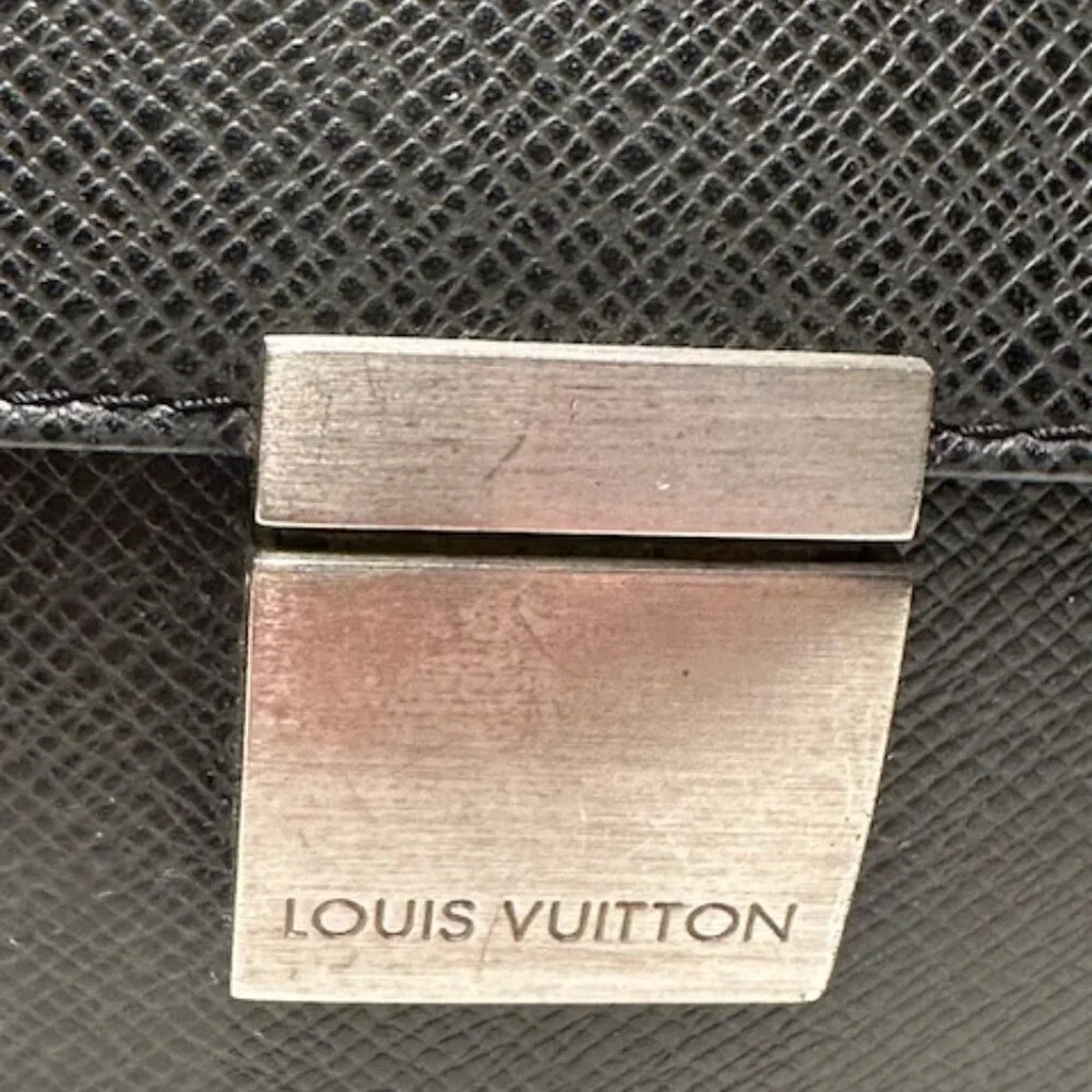 Louis Vuitton LV Black Taiga Leather Selenga Clutch Wristlet + COA